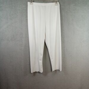 JustFashionNow Womens White Scalloped Hem Cropped‎ Leggings Size S 1346620#